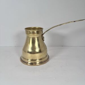 Brass Turkish Coffee Pot Pitcher Engraved Handle Vintage 4"‎